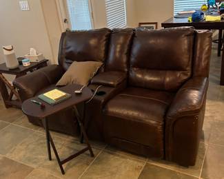 Leather couch with recliners