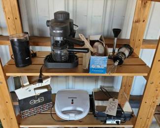 #10516 • Mr. Coffee Excpresso Maker, Electic Whisk, (2)Waffle Makers, Veggie Slicer
