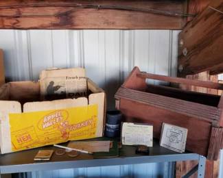 #10046 • High Desert Vintage Turkey Box, Joshua Ridge Poultry Farm, Del Webb Flower Box, Memorial Day Newspaper
