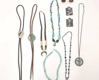 #12 • Bolo Ties, Turquoise & Jade Necklaces, Rings & (2) 1ct Cubic Zirconias
