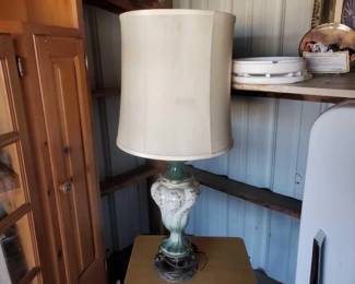 #10022 • Lamp With Green and Gold Flower Accents

