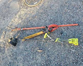 #15224 • Ryobi Weed Trimmer, Homelite Hedge Sweep, & Staff Branch Saw
