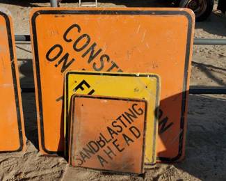 #1010 • Sandblasting Sign, Flooded Sign, & Construction On Bike Trail Sign
