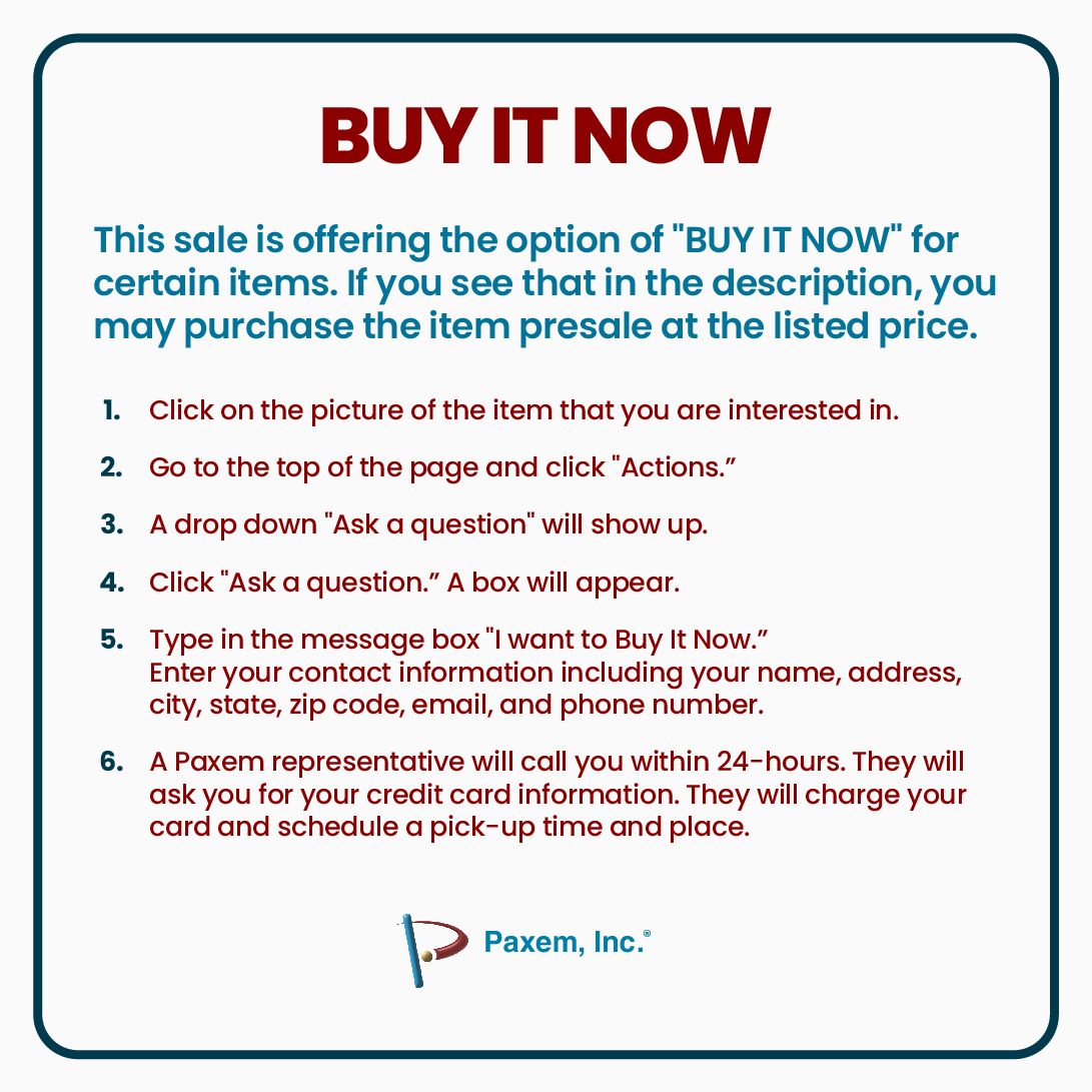 This sale is offering a "BUY IT NOW" for certain items. If you see that in the description, you may purchase the item presale at the listed price. Stay tuned for additional BIN options for this sale! Coming soon.