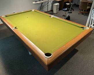 BUY IT NOW: Vintage Pool Table with Cues/Cue Rack. $300