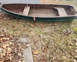 Green vintage row boat