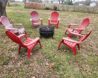 Plastic chairs and patio set