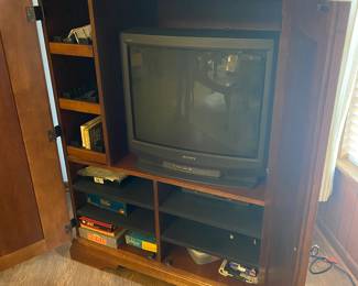 Inside of armoire/entertainment center 