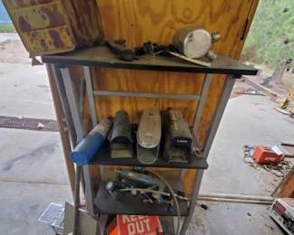 #1122 • 4 Shelf Metal Rack and Items
