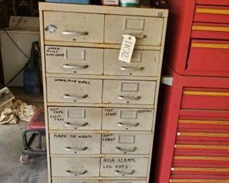 #1102 • 8 Drawer Metal Cabinet with Automotive Parts
