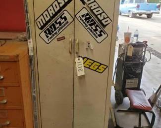 #1118 • Metal Paint Cabinet with Supplies
