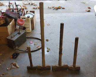 #1254 • (4) Wooden Handle Metal Hammers
