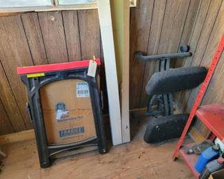 #5040 • Folding SawHorse. Wood Flooring Sheets of Glasses Rolling Chair.
