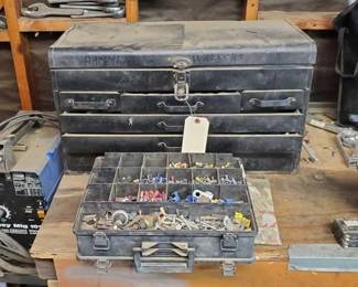 #1214 • 38 Compartment Assorted Supplies & Toolbox With Tools & Parts
