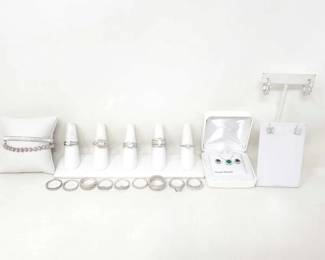 #330 • Sterling Silver Rings, Earings, Bracelets and Necklace, 90g
