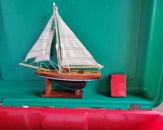 #5032 • Wooden Sail Boat and Metal Lighters
