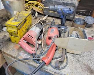 #1142 • Milwaukee Sawzall, Milwaukee Grinder, Kobalt Power Drill with Battery
