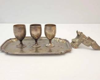 #350 • Silver Tray, Cups and Paper Weight
