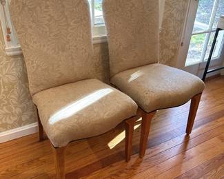 Parsons Style Beige Dining Chairs, a pair
