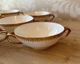 D & C France Limoges NY Tea Cups with Gold Trim, set of 9