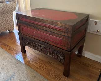 Painted Asian Chest on Stand