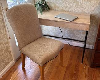 'Loring' Wood Writing Desk with Drawers and Charging Station