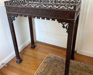 Chippendale Style Carved Mahogany Fretwork Tea Table