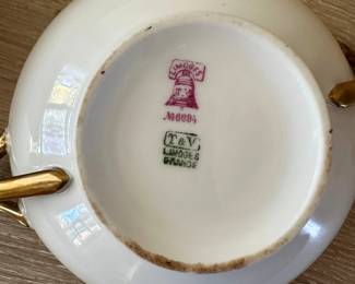 D & C France Limoges NY Tea Cups with Gold Trim, set of 9