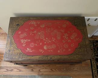 Painted Asian Chest on Stand