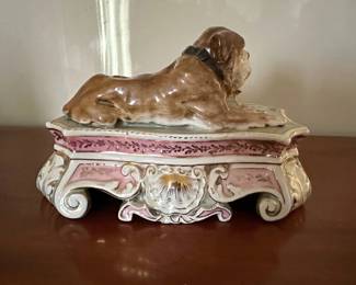 German Rococo Bull Mastiff Ink Stand