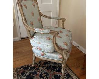 French Light Blue Upholstered Armchair