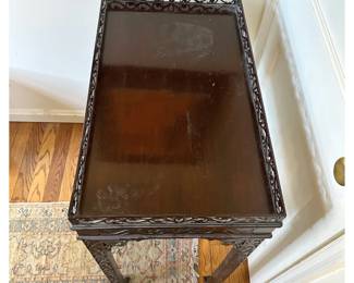 Chippendale Style Carved Mahogany Fretwork Tea Table