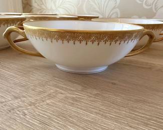 D & C France Limoges NY Tea Cups with Gold Trim, set of 9