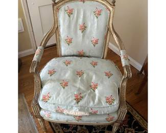 French Light Blue Upholstered Armchair