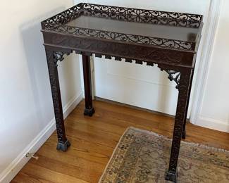 Chippendale Style Carved Mahogany Fretwork Tea Table