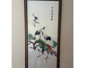 Japanese Cranes Silk Screen