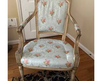 French Light Blue Upholstered Armchair
