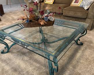 Gorgeous glass and metal square coffee table 