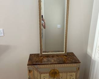 Oriental cabinet, mirror