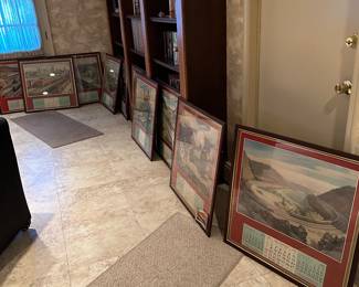 1953 framed Pennsylvania Railroad calendar. We have 10 different calendars