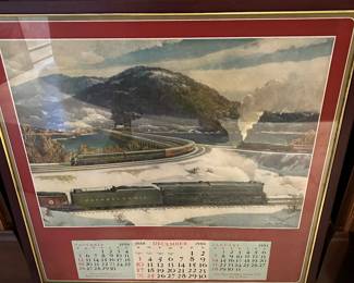 1953 framed Pennsylvania Railroad calendar. We have 10 different calendars