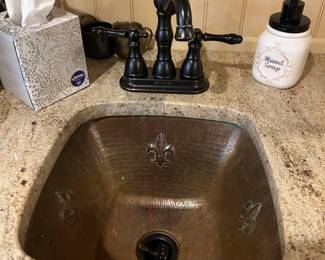 Hammered Copper Bar Sink 12"