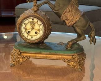 Antique Equestrian Rearing Clock