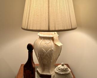 Vintage Chinese Ginger Jar Lamp, Vintage Hand Tooled Leather Liquor Bottle