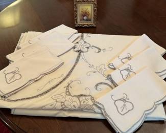 Vintage Embroidered Table Linen