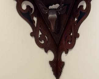 Antique Black Forest Wooden Hanging Corner Shelf