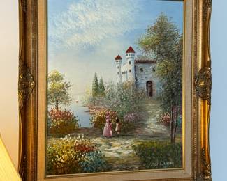 Alan Walters Oil Painting on Canvas Courtyard Scene