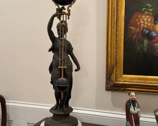 Beautiful Ansonia Cut 8 Day Movement Brass Huntress Lady Mystery Swinging Clock