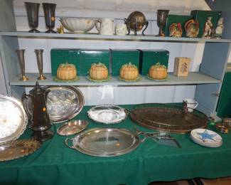 Silver plate.  Fitz and Floyd decor