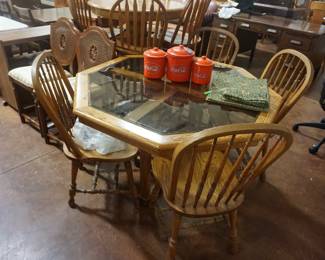 glass top table with chairs